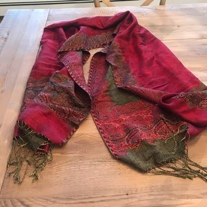 Red and Green Thin Wrap/Shawl or Oversized Scarf